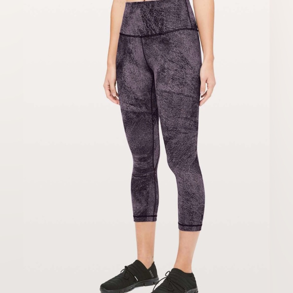 Lululemon Align Crop *21" Pixel Print Purple Quartz Black Size: 6